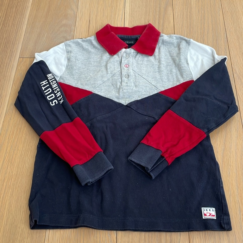 IKKS boys rugby polo long sleeve red white blue 8